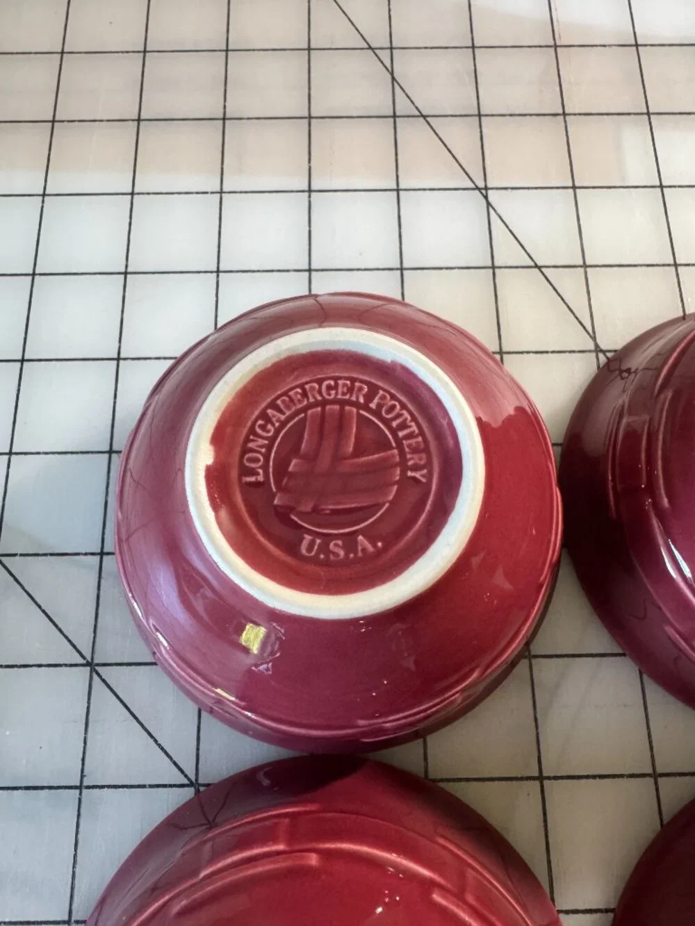 Longaberger Paprika Red Dessert & Condiment Bowl Caddy Set